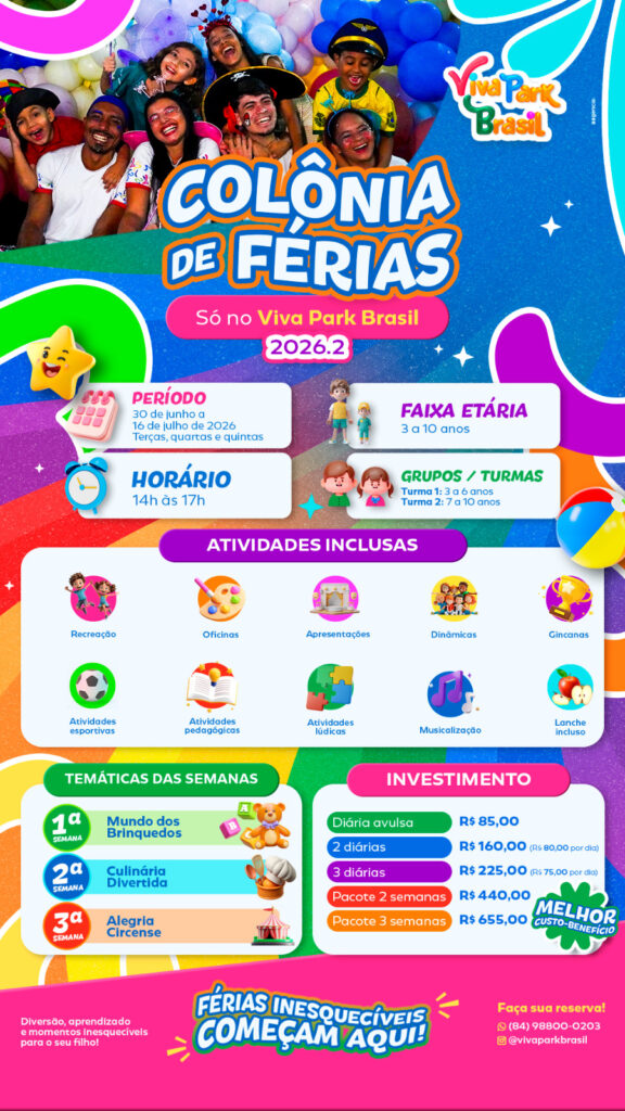 Viva Park Brasil em Natal lança colônia de férias com oficinas circenses e culinária